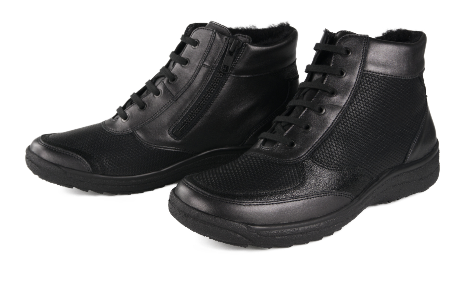 NICOLE LammPerlato+StretchTetra in anthrazit+schwarz, Stiefeletten, Schwarz, Schnürung, Reißverschluss, Strukturierter Einsatz, Stiefeletten, Schwarz, Schnürung, Seitlicher Reißverschluss, Strukturierte Oberfläche