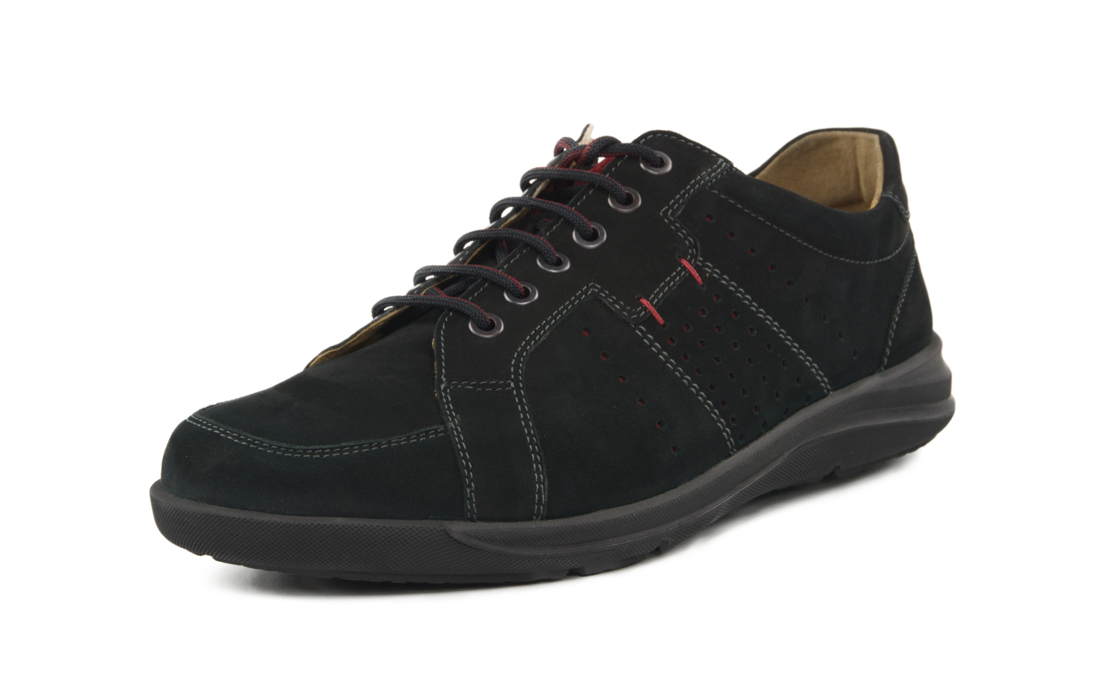 PASCAL Nubuk in schwarz+rot, Bekleidung, Schuhwerk, Schuh, Sneaker, Wildleder