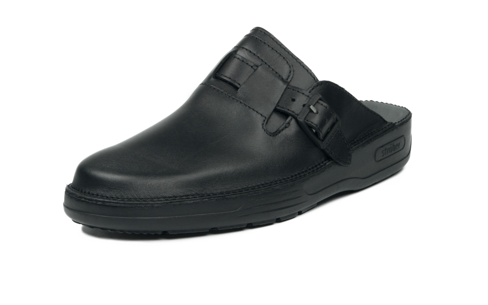 Schwarzer Buffalo Schuh BEN, elegant auf einem hellen Untergrund platziert, mit auffälligem Design und markanten Sohlen.