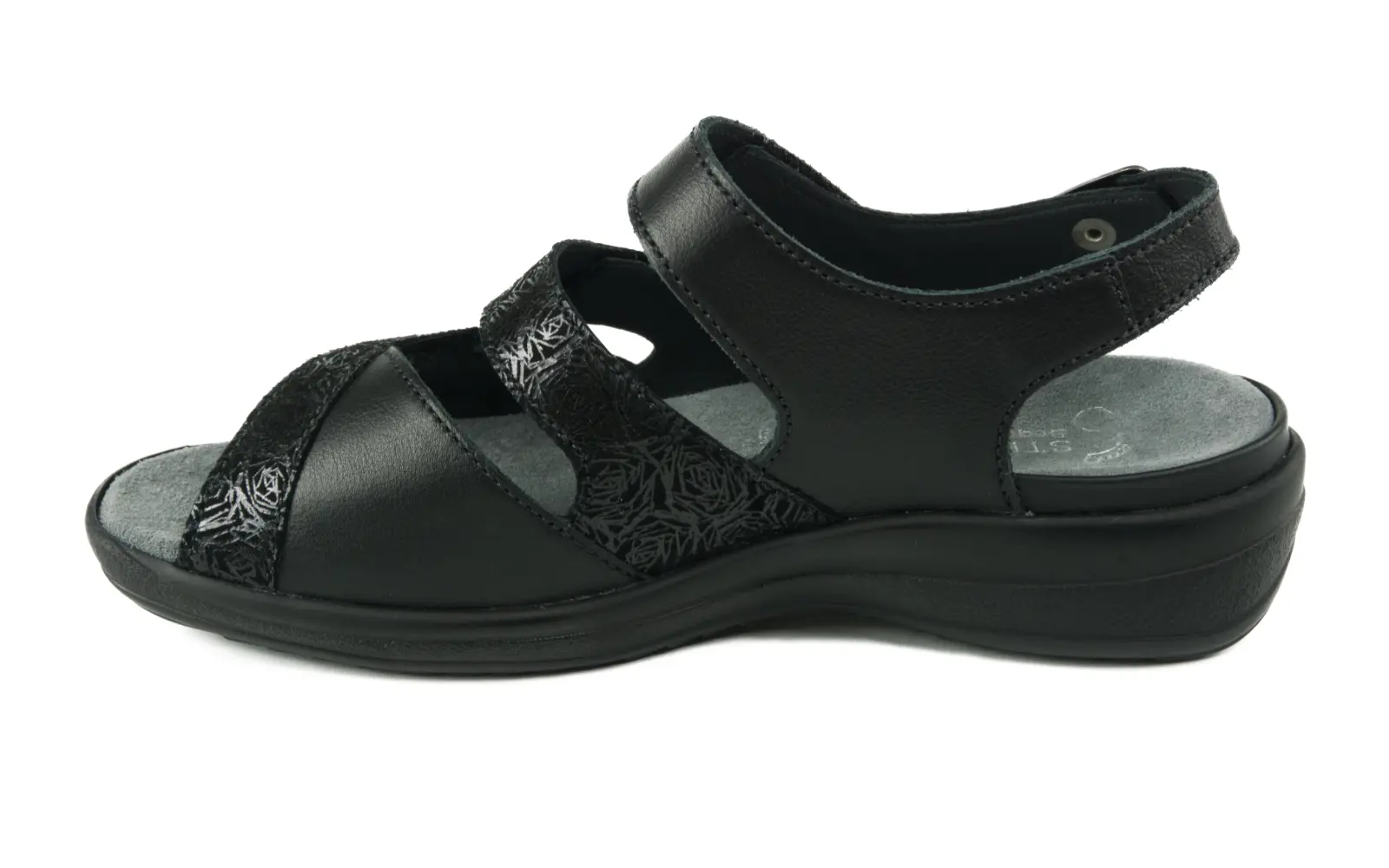HEDWIG Nappa+VelourStruktur in schwarz, elegant und stilvoll, präsentiert auf einem neutralen Hintergrund.
