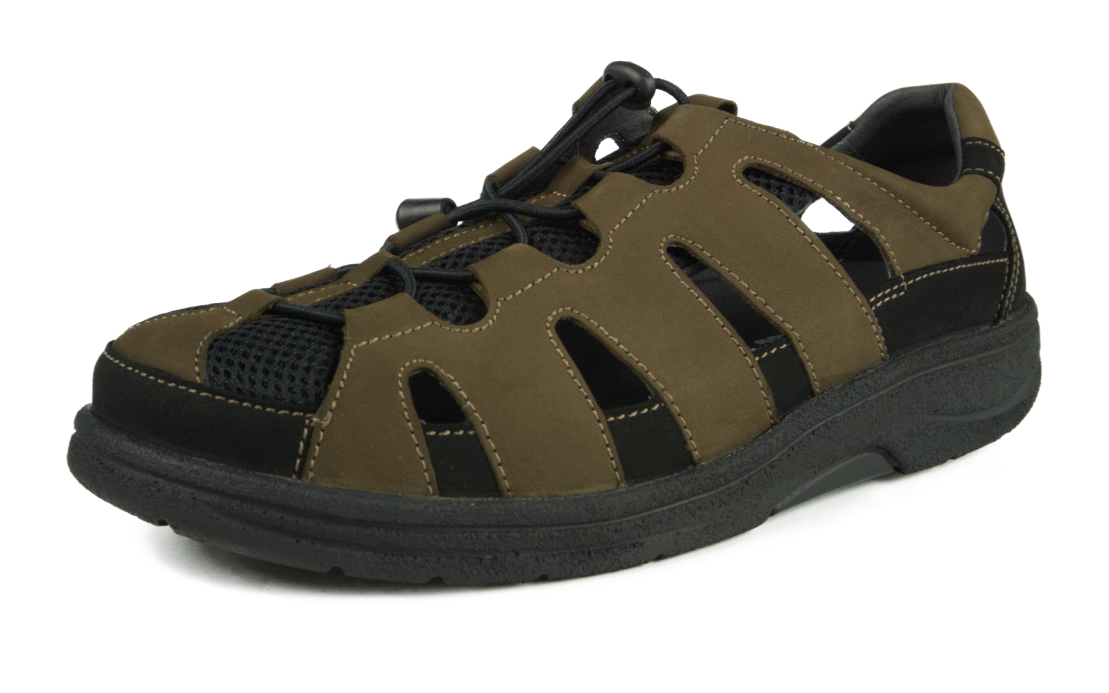 OSKAR Nubuk+Mesh in tartufo+schwarz, Bekleidung, Schuhwerk, Schuh, Sneaker, Sandale