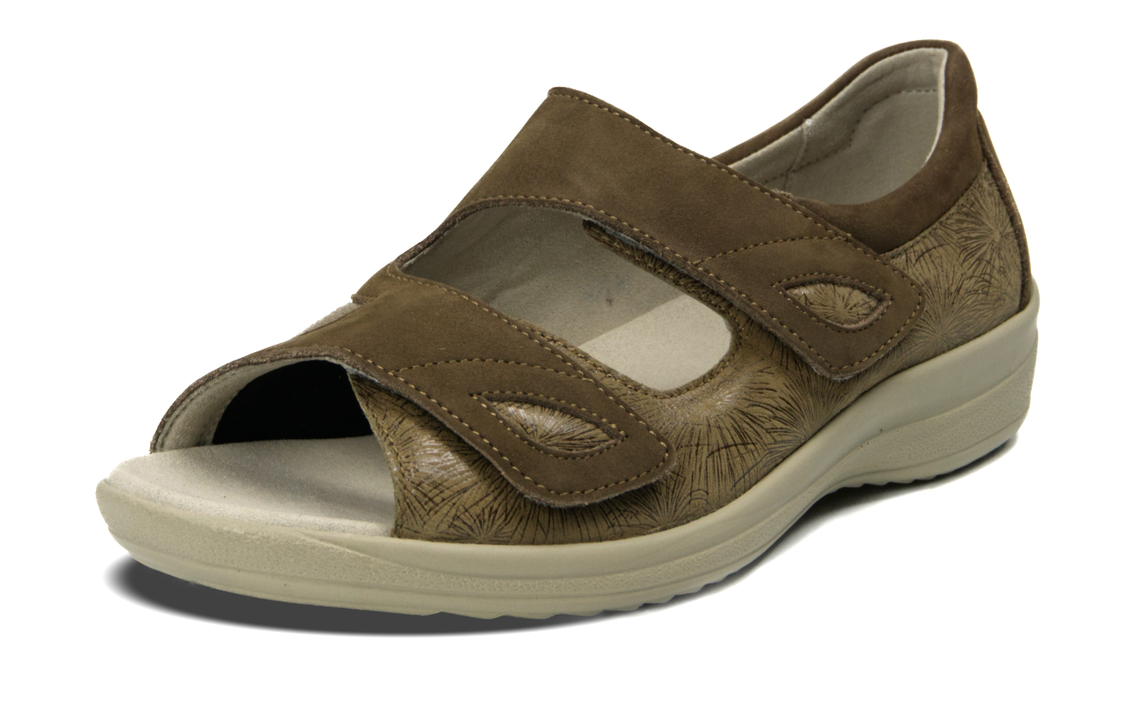 HANKA Nubuk+StretchTetra in fels, Sandalen, Damen, Lederoptik, gummisohle, verstellbar