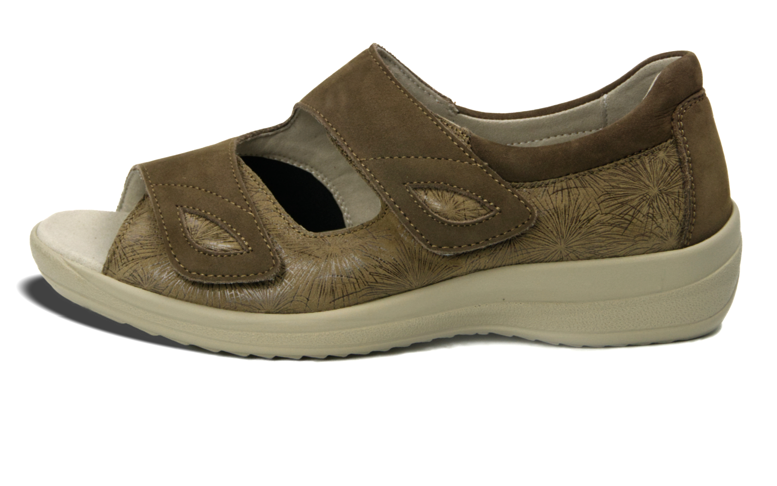 HANKA Nubuk+StretchTetra in fels, sandalen, leder, braun, halbschuh, mustermuster