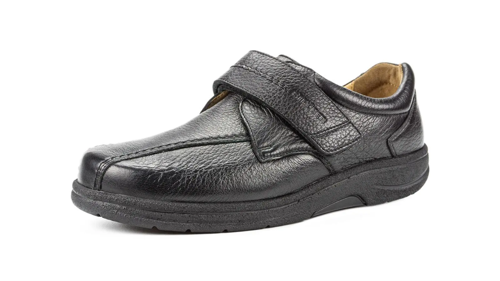 Schwarzer MOJO Schuh aus Hirschleder, Weite K/M, seitlich auf weißem Hintergrund abgebildet.