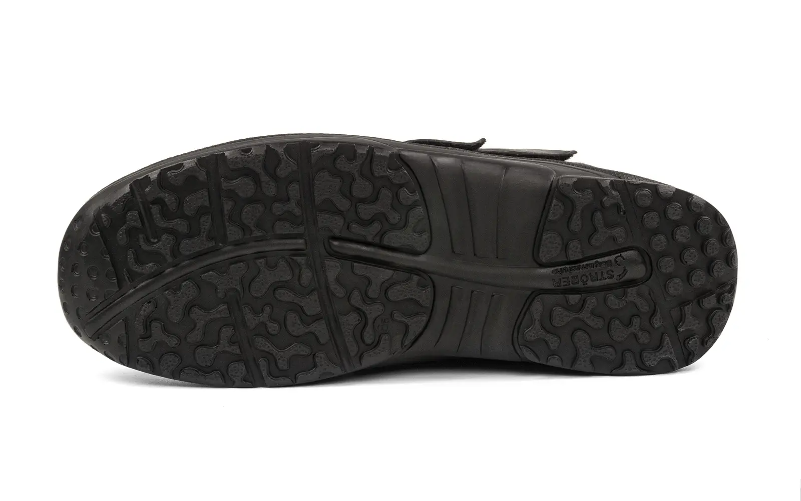 Schwarzer SALVO SoftCalf Schuh mit Lammfellfutter in Weite K, seitlich auf einem weißen Hintergrund präsentiert.