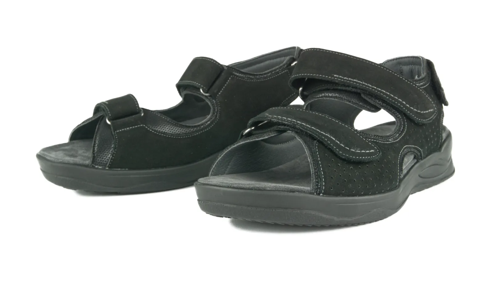 KATHARINA Nubuk+StretchTetra in zwart, Bekleidung, Schuhwerk, Sandale, Schuh
