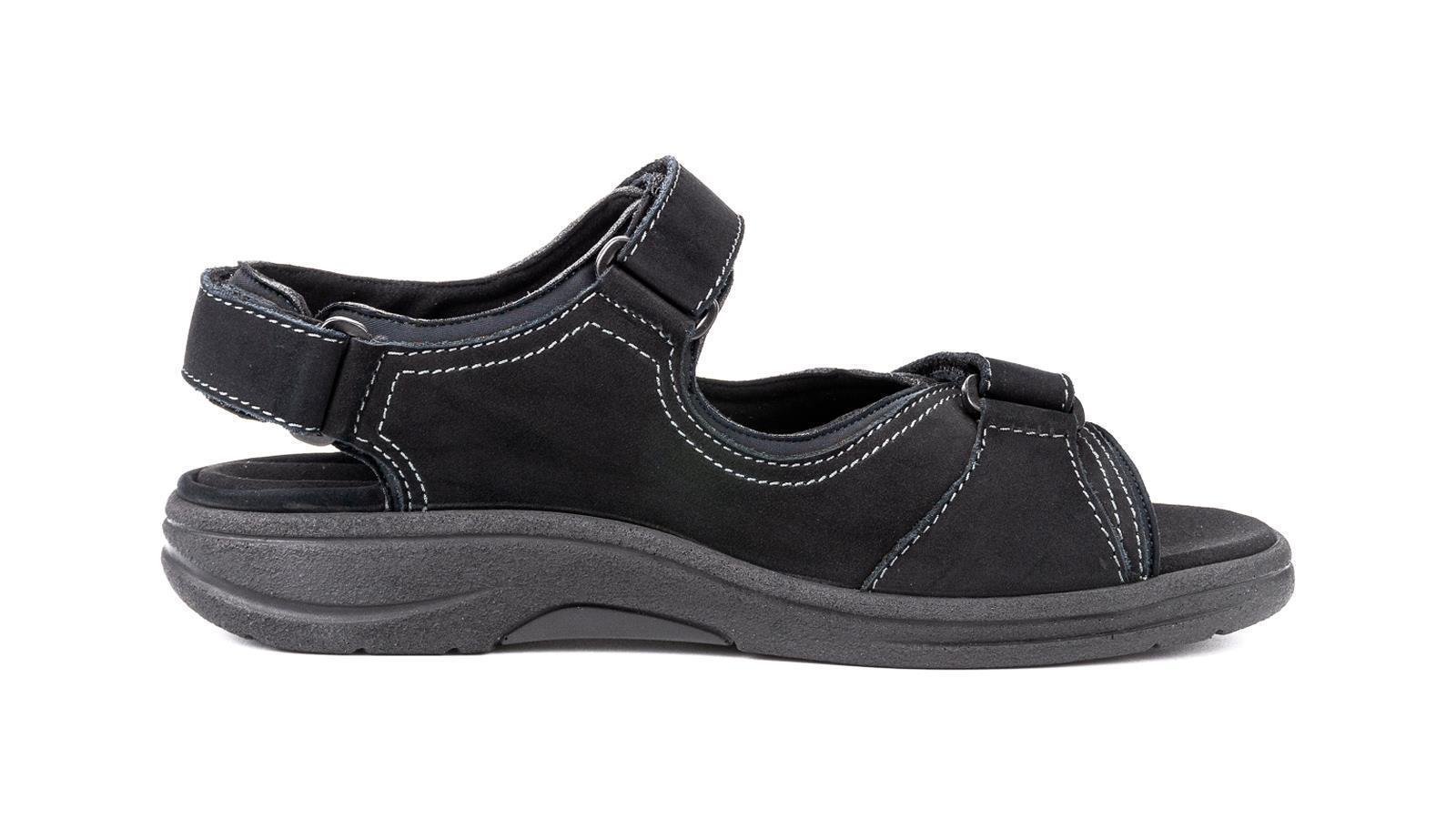 Schwarze MATTHIAS Schuhe aus Nubuk-Neopren, seitlich auf einem neutralen Hintergrund abgebildet. Ideal für Komfort und Stil.