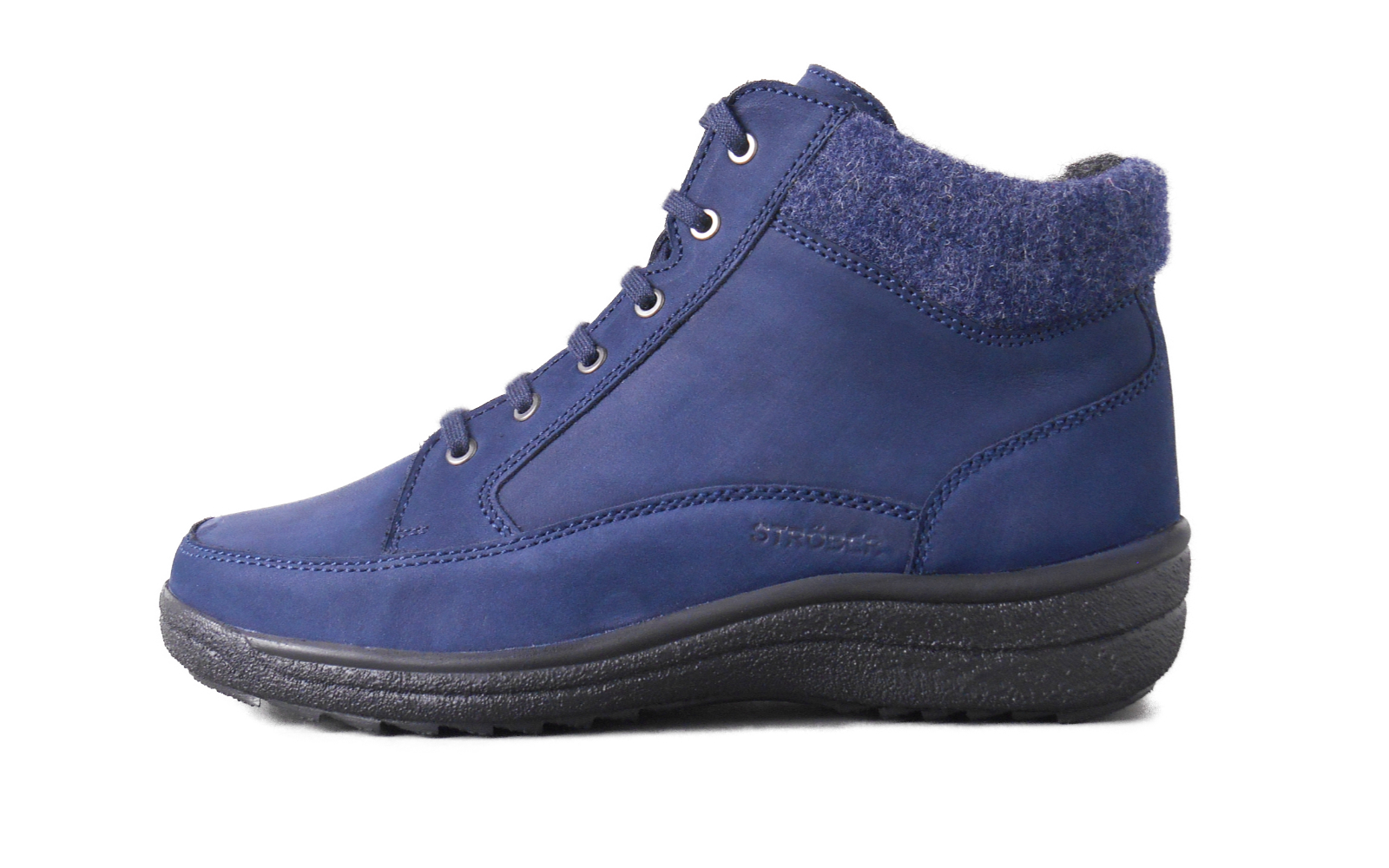 Winterstiefel, dunkelblau, Schnürstiefel, Filzkragen, dicke Sohle