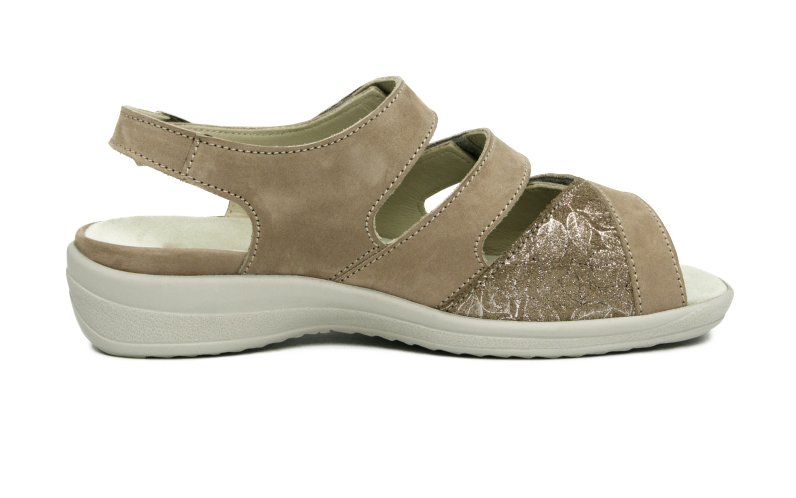 HEDWIG Nubuk + Velours in aluminium, Bekleidung, Schuhwerk, Sandale, Schuh, Sneaker