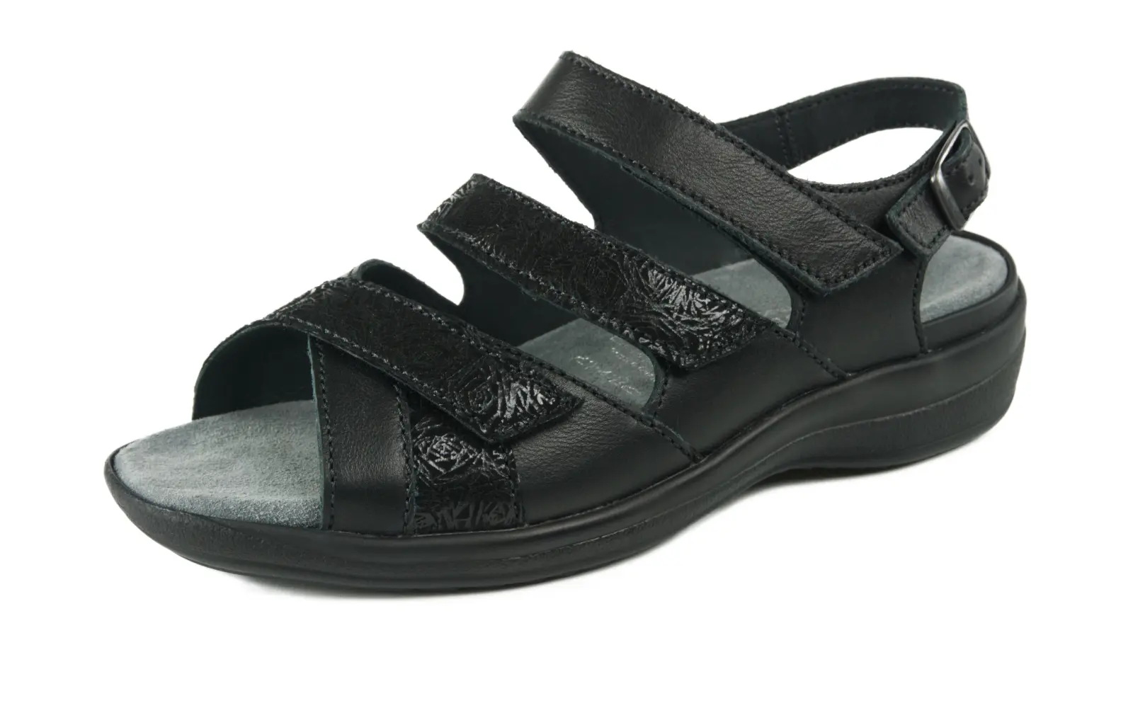 HEDWIG Nappa+VelourStruktur in Schwarz, seitlich positioniert, mit eleganter Oberfläche und feiner Struktur. Ideal für stilvolle Anlässe.