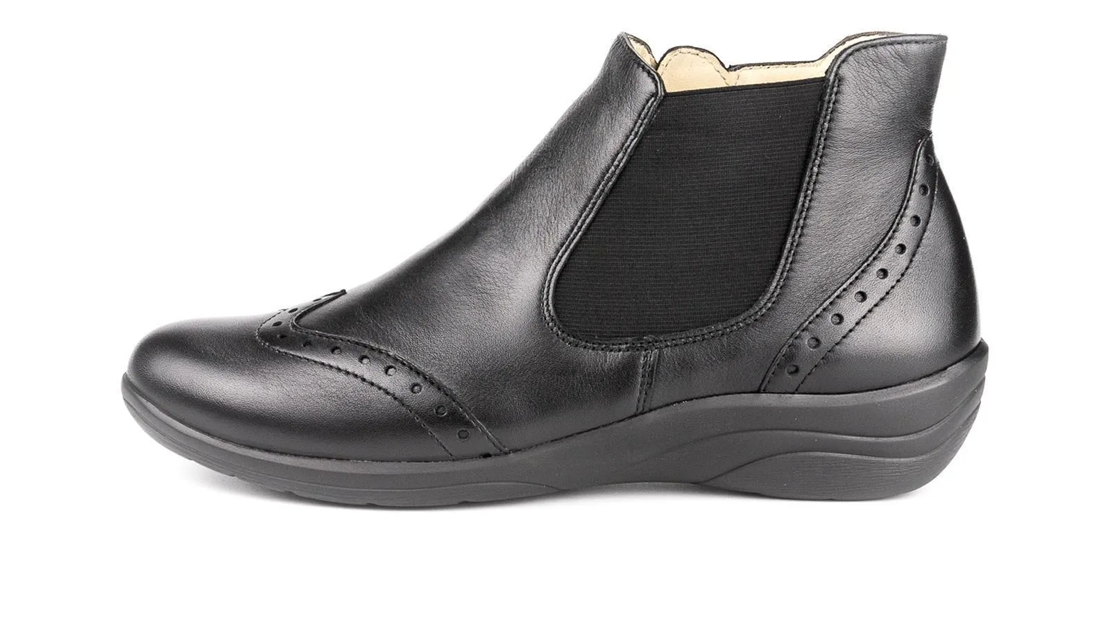 Schwarz-Nappa Schuhe LISSI seitlich präsentiert, mit elegantem Design und bequemer Sohle auf weißem Hintergrund.
