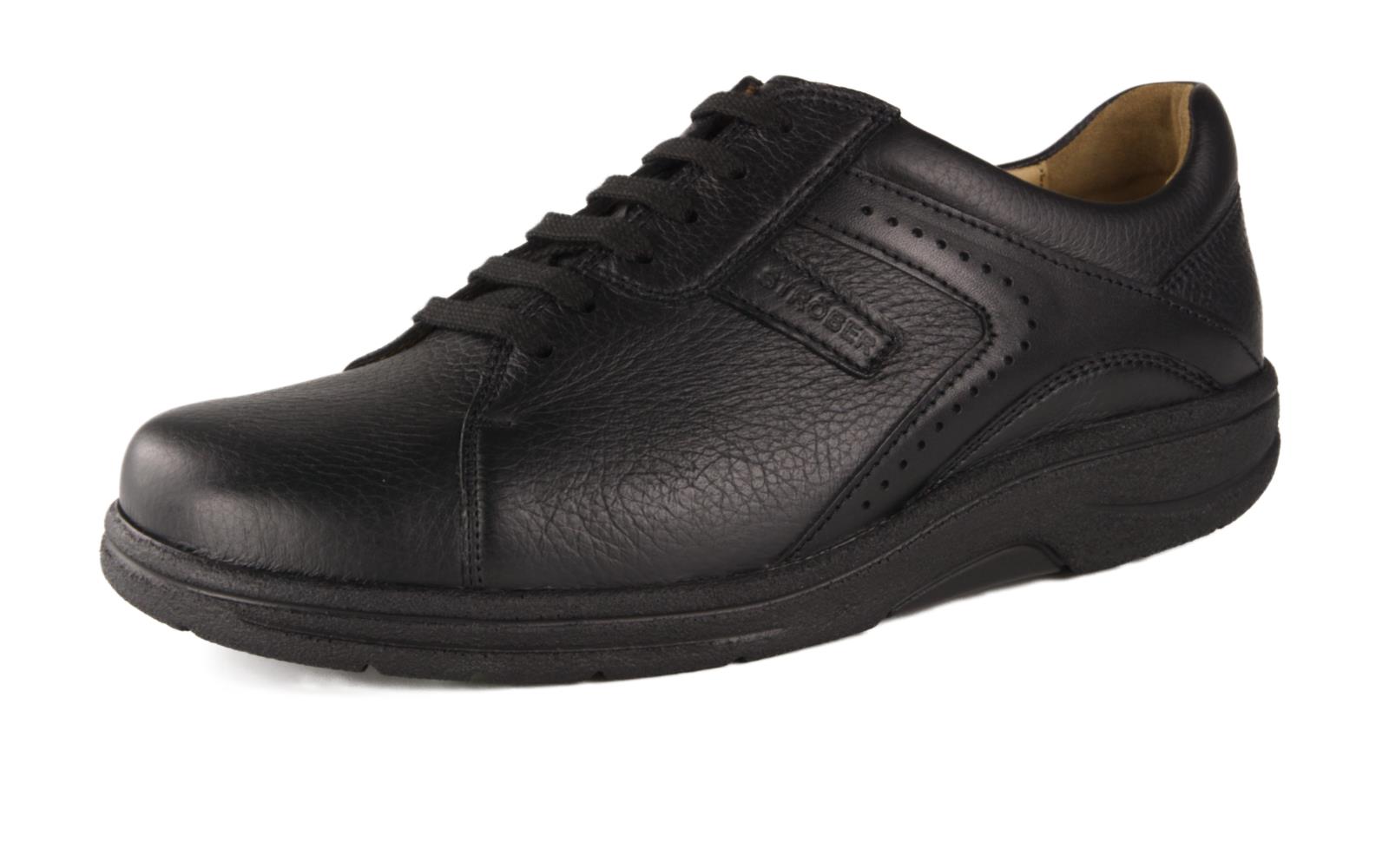 Schwarze MALIO Hirsch + Nappa Schuhe aus hochwertigem Leder, elegant und stilvoll, seitlich abgebildet. Ideal für den täglichen Gebrauch.