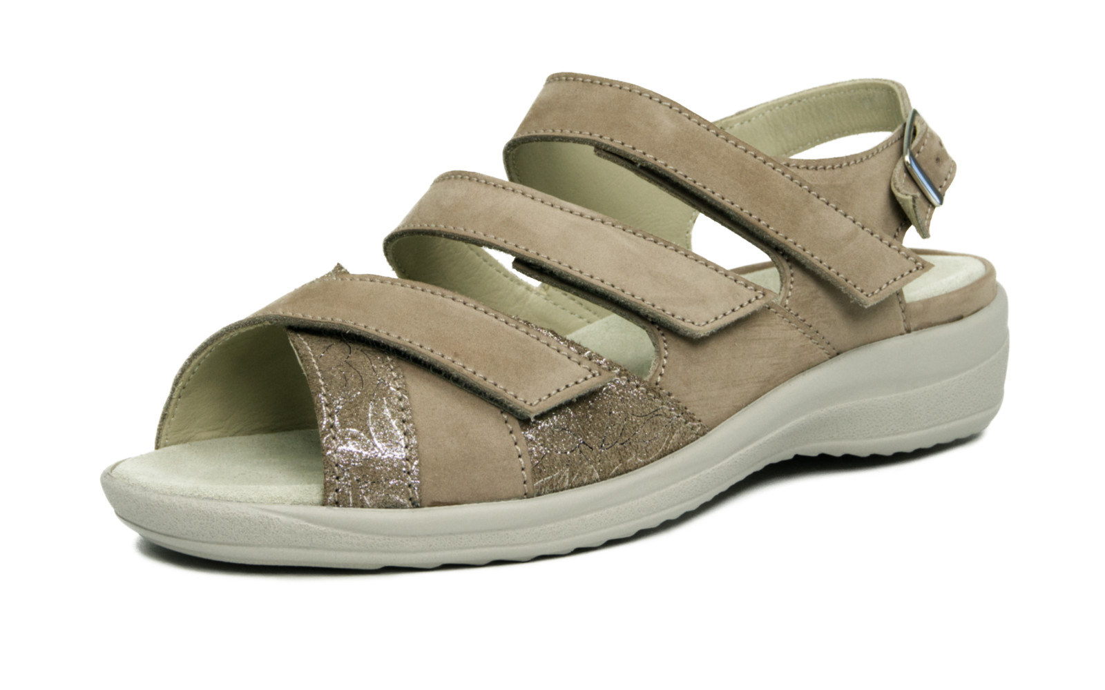 HEDWIG Nubuk + Velours in aluminium, Bekleidung, Schuhwerk, Sandale, Schuh