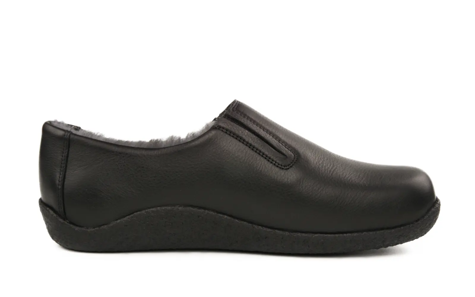 VANISA NappaSoft Schuhe in schwarz mit Lammfellfutter, elegant und bequem, seitlich auf einer weißen Fläche präsentiert.
