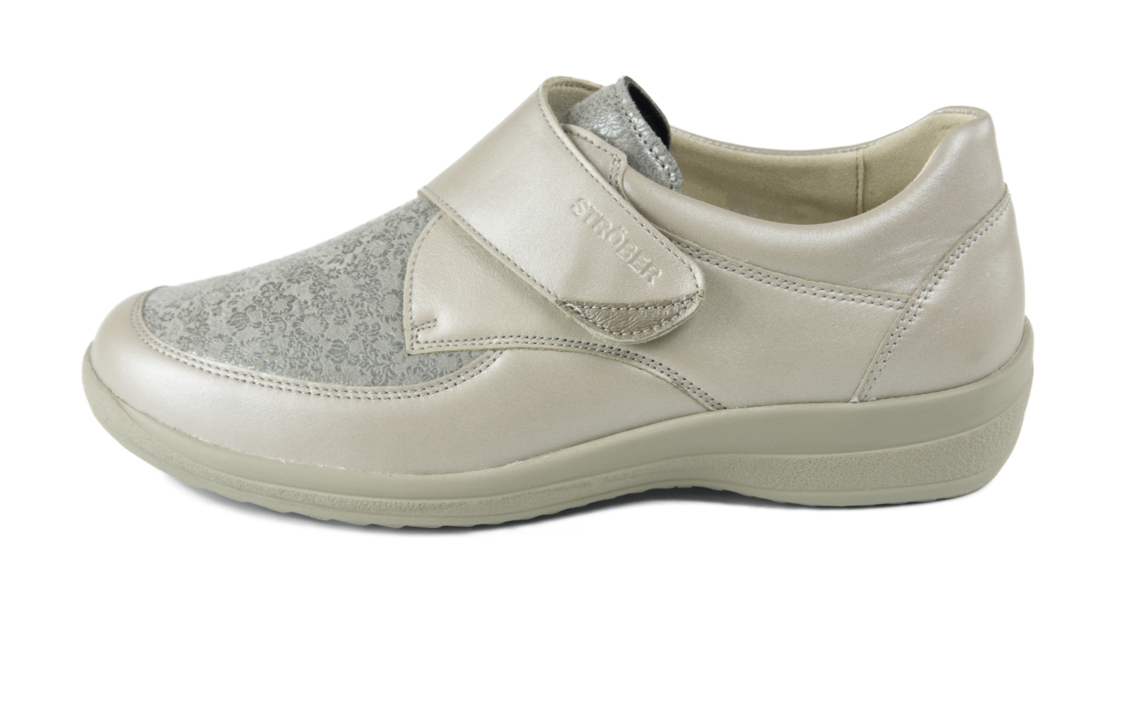 MURIEL SportNappa+StretchFlower in Distel, seitlich angeordnet, zeigt das stilvolle Design und die bequeme Passform der Schuhe.