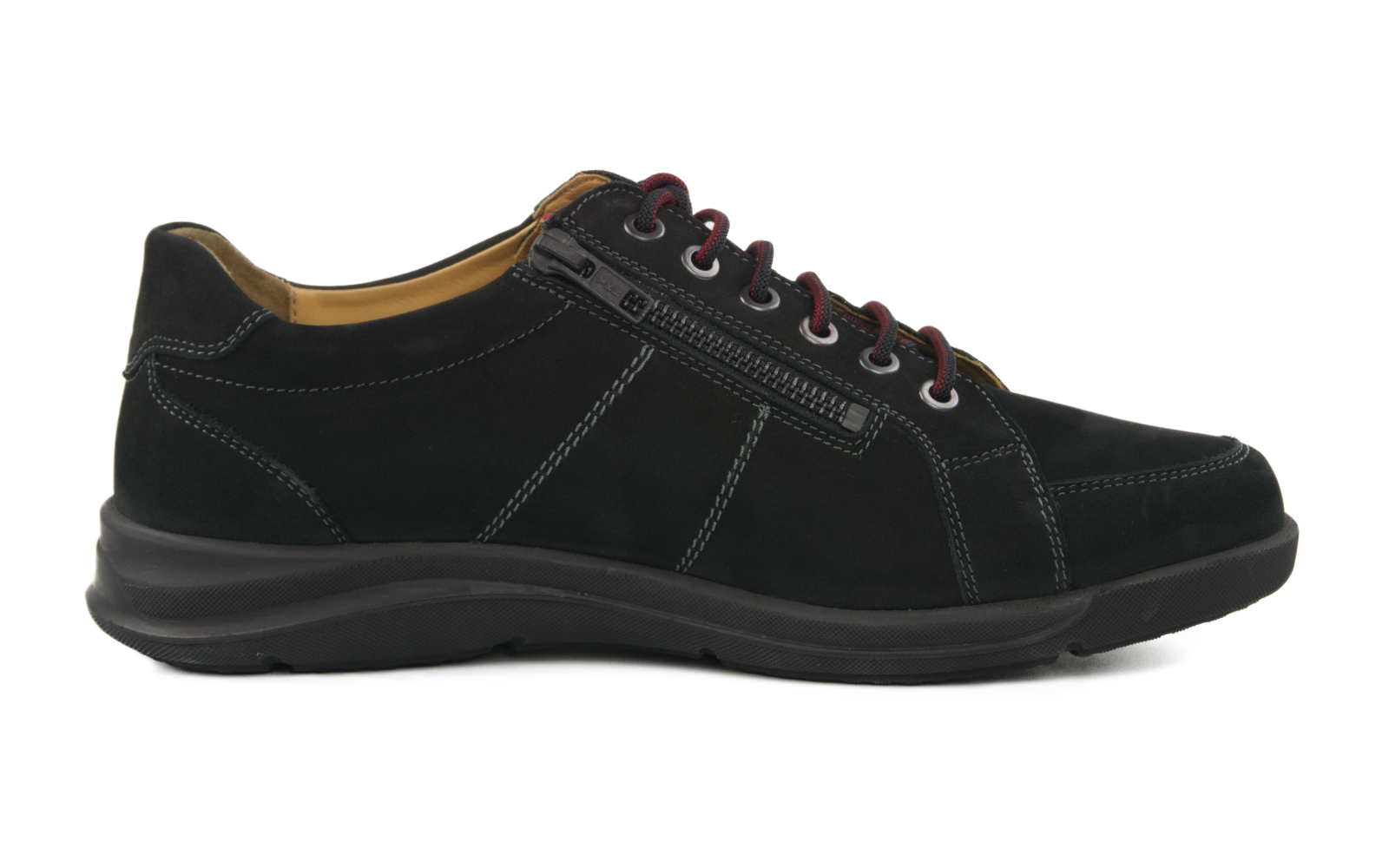 PASCAL Nubuk in schwarz+rot, Bekleidung, Schuhwerk, Schuh, Sneaker, Wildleder