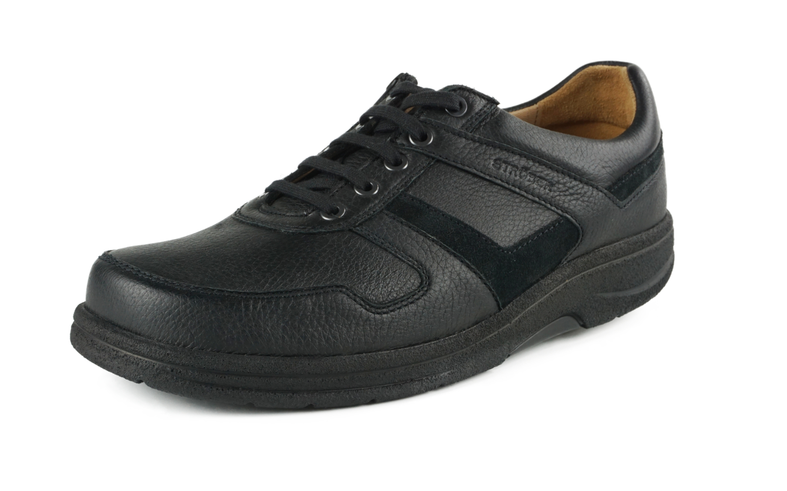 MARIAN Hirsch + Fettnubuk in Schwarz, seitliche Ansicht, präsentiert auf einem neutralen Hintergrund.