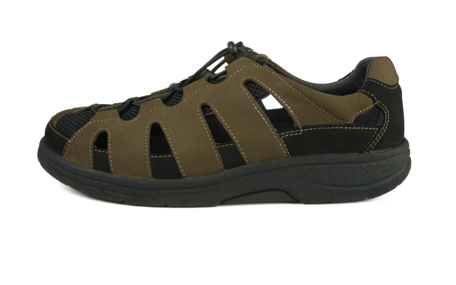 OSKAR Nubuk+Mesh in tartufo+schwarz, Bekleidung, Schuhwerk, Schuh, Sneaker, Sandale