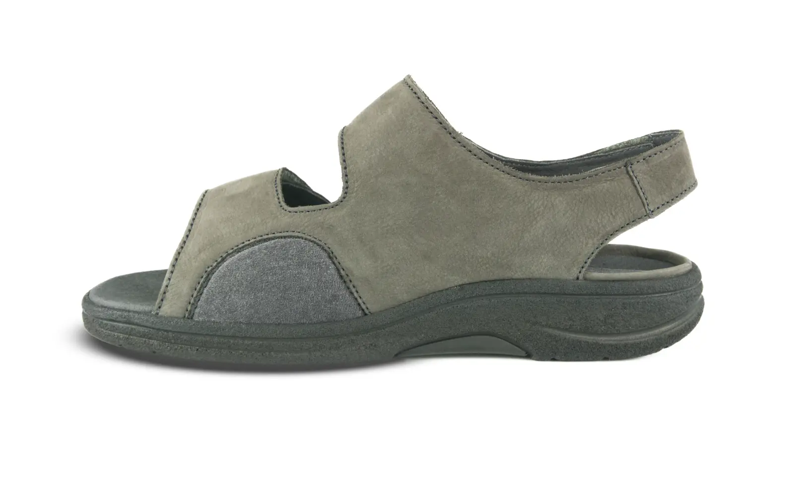 MONDO Nubuk+StretchVelour in granit, elegant und komfortabel, seitlich angeordnet auf einem neutralen Hintergrund.