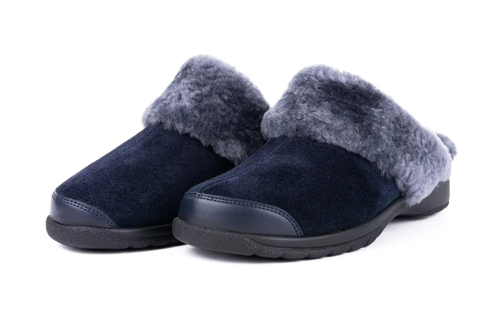 GABY Velour-Schuhe in Marine, seitlich auf einem weißen Hintergrund montiert, mit weichem Obermaterial und eleganter Schnürung.