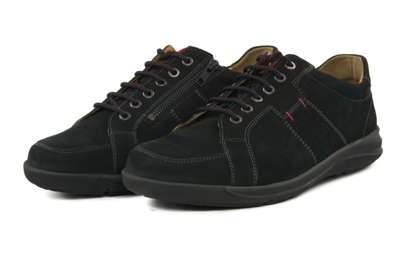 PASCAL Nubuk in schwarz+rot, Bekleidung, Schuhwerk, Schuh, Sneaker, Wildleder