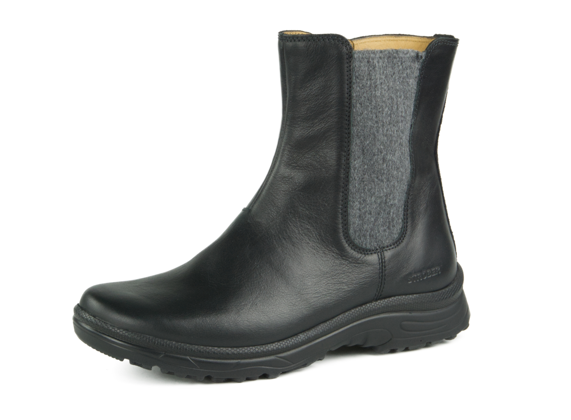 RAYA NappaSoft in schwarz, Stiefelette, Schwarz, Leder, Gummi-Sohle, Elastischer Seiteneinsatz