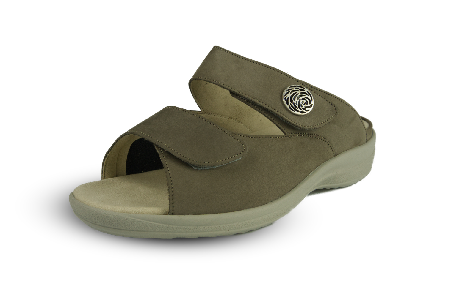 HERMINE Nubuk+StretchTetra in steen, Bekleidung, Schuhwerk, Sandale, Schuh