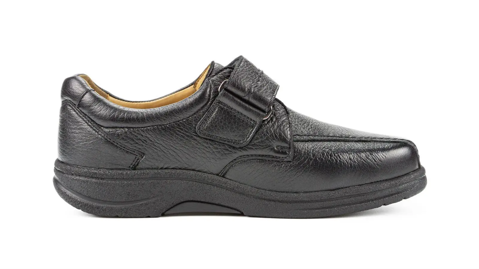 Schwarze MOJO Schuhe aus Hirschleder, Weite K/M, seitlich auf hellem Untergrund platziert, elegant mit Schnürung.