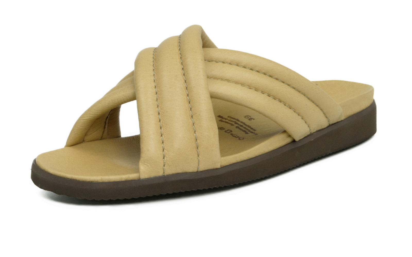 UELI PigNappa in taupe, elegant und bequem, seitlich abgebildet mit feiner Lederstruktur und dezentem Design. Ideal für den Alltag.