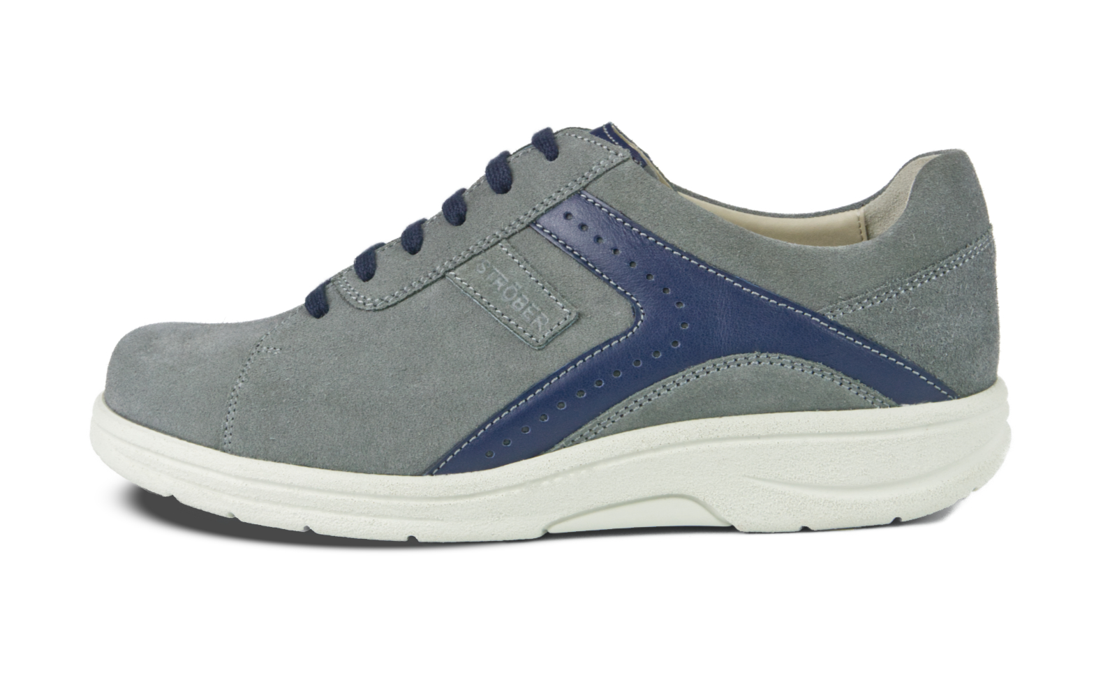 MALIO Velour in graphit+marine, Sneaker, Grau, Schnürschuh, Leder/Velours, Musterlos