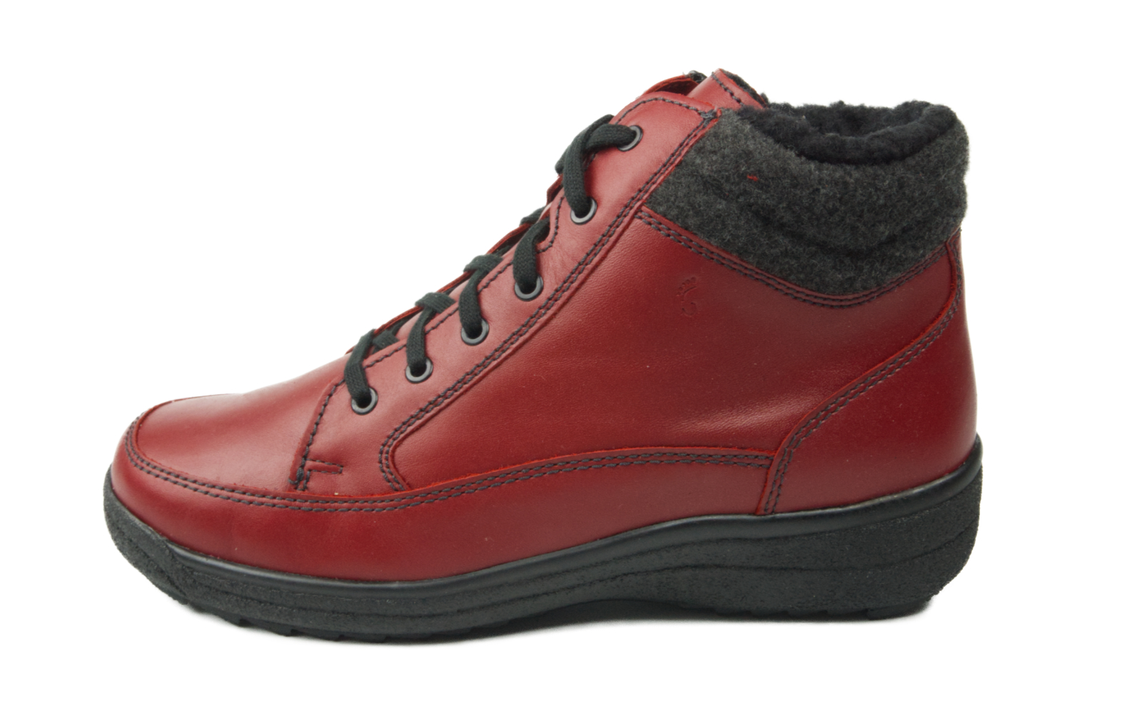 SELMA Nap+Filz WO in rot, Stiefel, Rot, Lederschuh, Gummisohle, Wollfutter, Stiefelette, Rotes Leder, Lederstiefel, Gummisohle, Flache Zunge/Schuhwerk, Stiefel, Rot, Leder, Schnürstiefel, Knöchelstiefel, Stiefel, Rot, Leder, Gummi-Sohle, Schnürstiefel