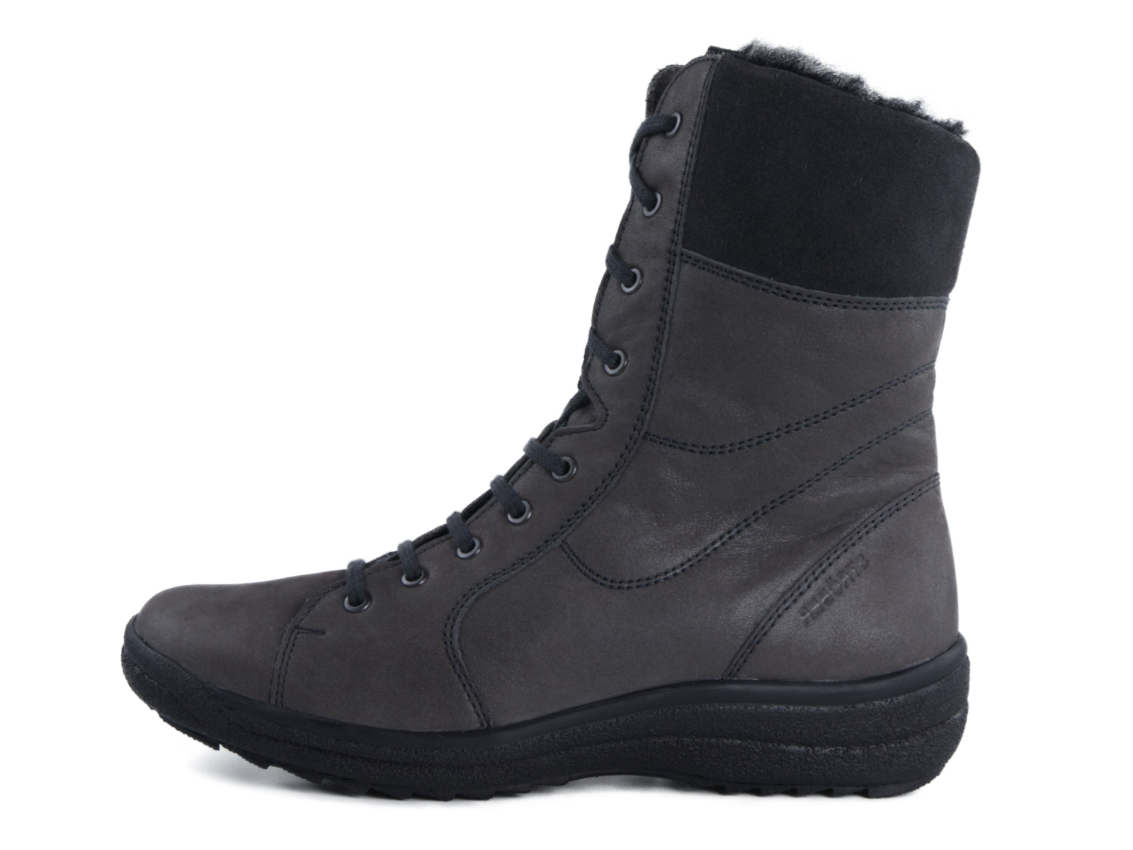 NAOMI NubukPerlato+Filz in borke+anthrazit, Winterstiefel, Schnürstiefel, Dunkelgrau, Leder, Kunstfellfutter, Winterstiefel, Dunkelgrau, Schnürstiefel, Kunstfellfutter, Profilsohle, Winterstiefel, Schnürstiefel, Dunkelgrau, Leder, Kunstfellfutter