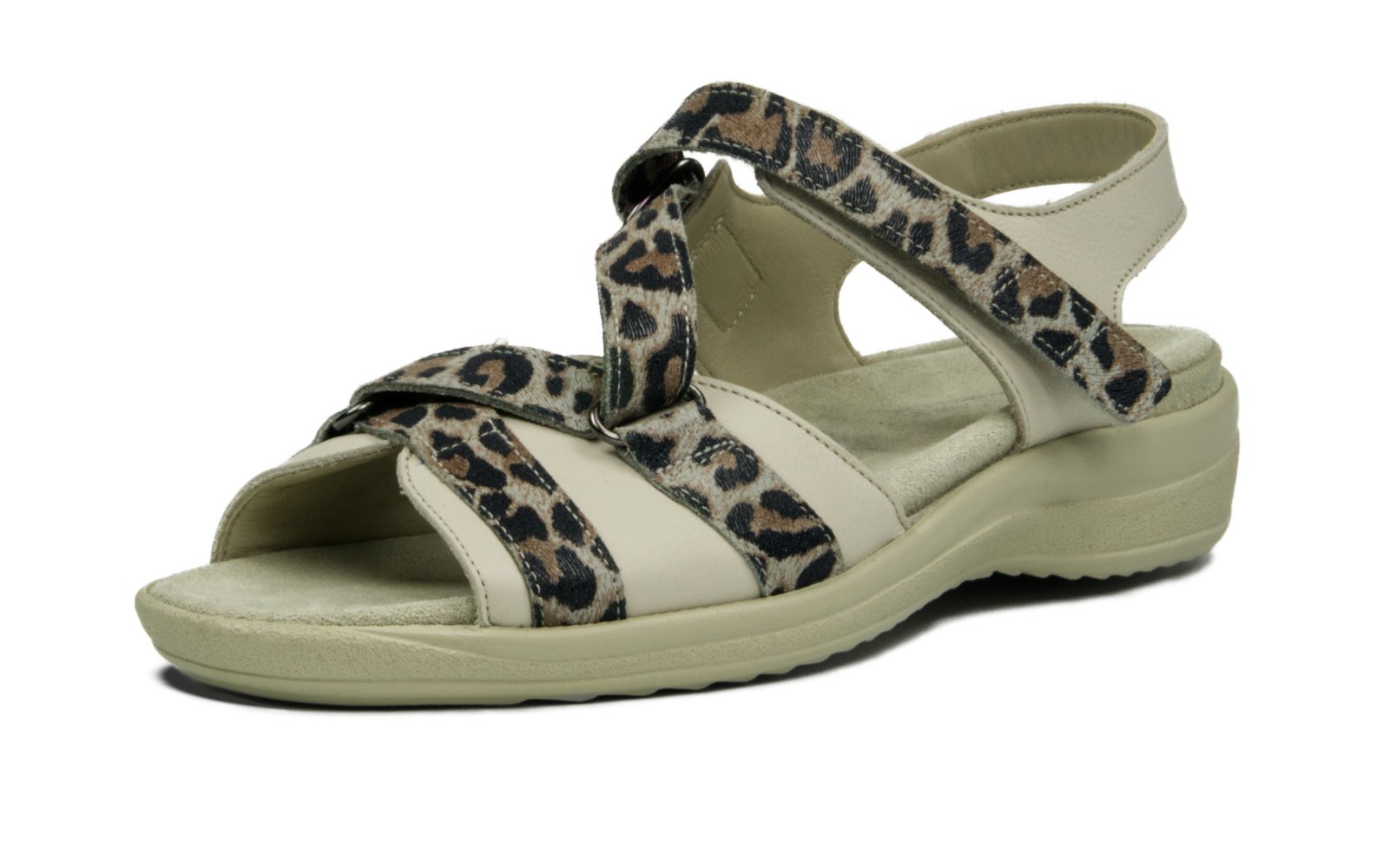 HELGRIT NapSo+VJag in düne+brasil, Sandale, Leder, Leoparden, Sandfarbe, Sohle, Sandale, Sandalette, Leder, Leopardenmuster, Klettverschluss, Sandal, Sommerschuh, Leoparden-Print, Klettverschluss, Gummisohlen, Sandal, Sandale, Leder, Leopardenprint, Beige