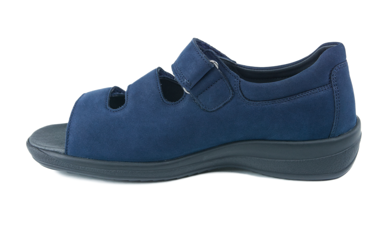 HEIKE Nubuk in marine, seitlich auf einem hellen Untergrund positioniert, zeigt das elegante Design und die hochwertige Verarbeitung des Schuhs.