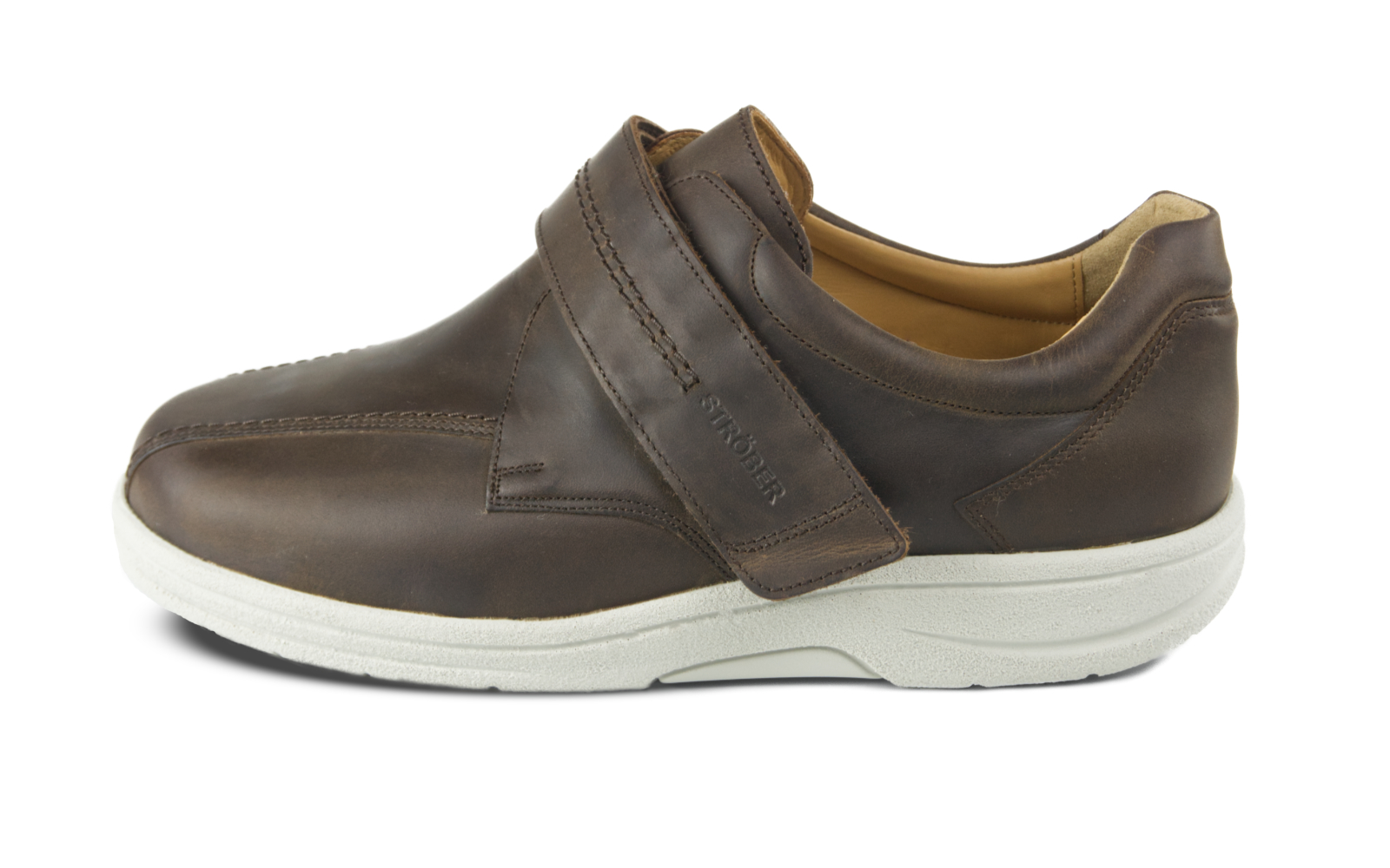 Der MOJO Nubuk Schuh in Ebony wird von der Seite präsentiert, mit einer eleganten, hochwertigen Nubuk-Oberfläche und einem lässigen Design.