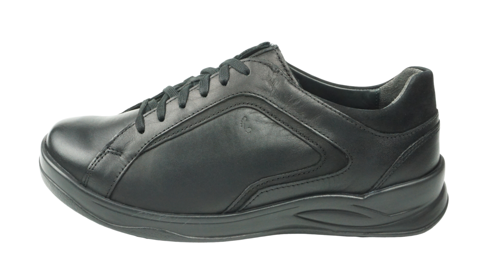 65068M_1+3_1.jpg KAYA Nappa+Nubuk in schwarz, Halbschuhe, schwarzes Leder, Schnürschuhe, dicke Sohle