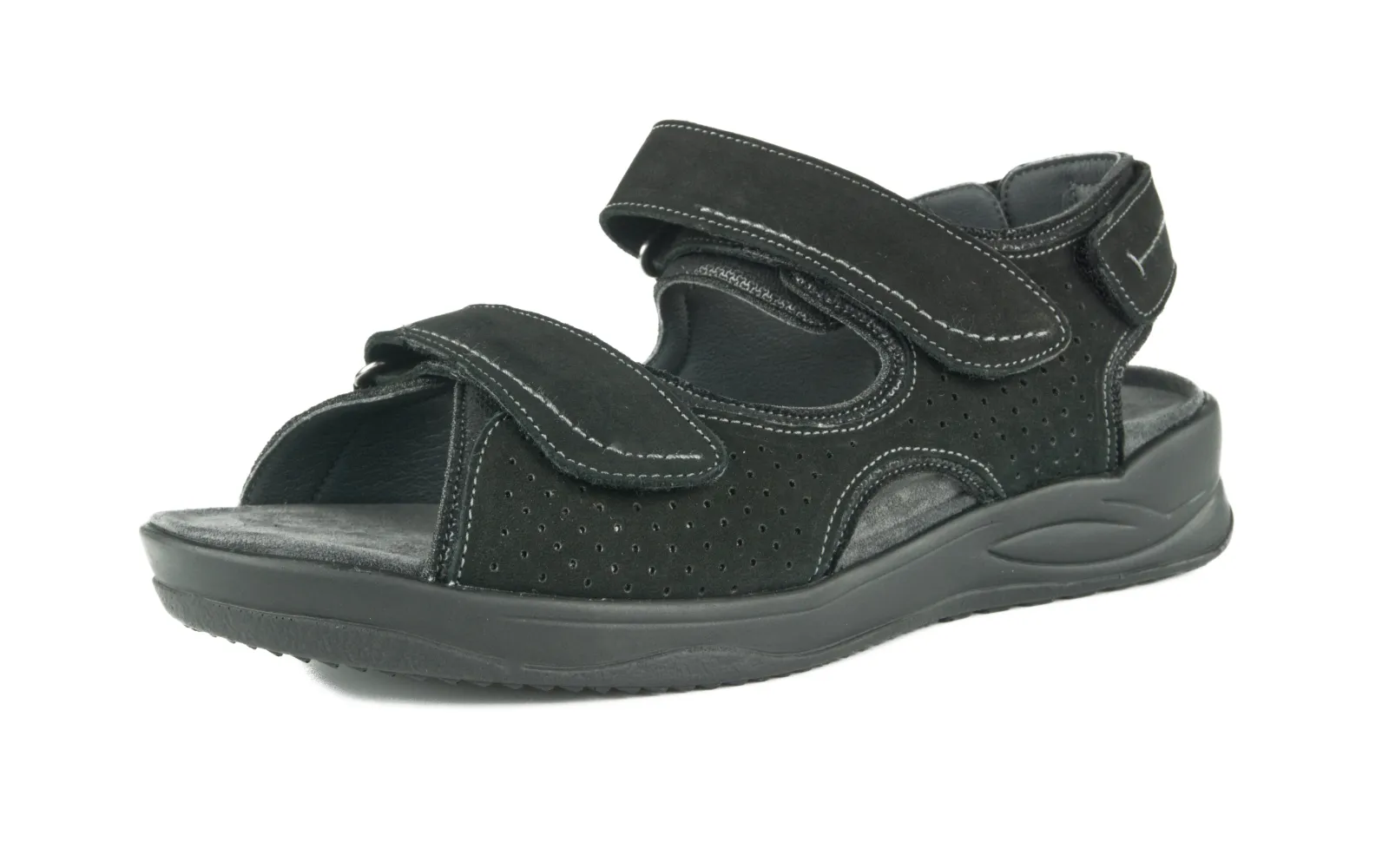 KATHARINA Nubuk+StretchTetra in zwart, Bekleidung, Schuhwerk, Sandale, Schuh