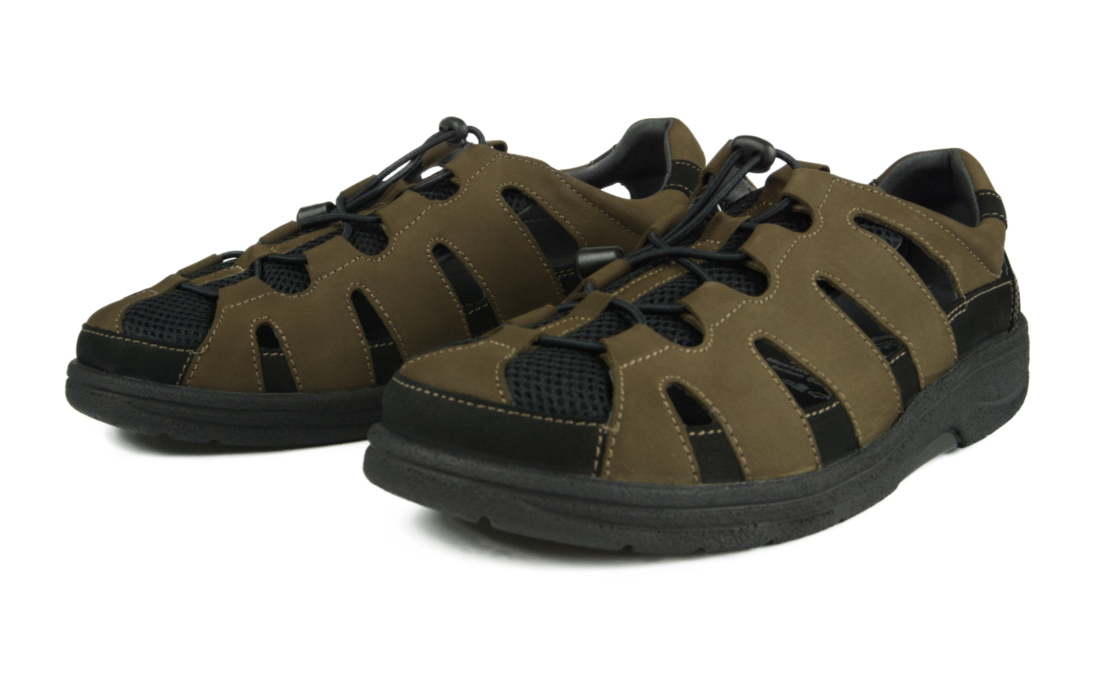 OSKAR Nubuk+Mesh in tartufo+schwarz, Bekleidung, Schuhwerk, Schuh, Sneaker, Sandale