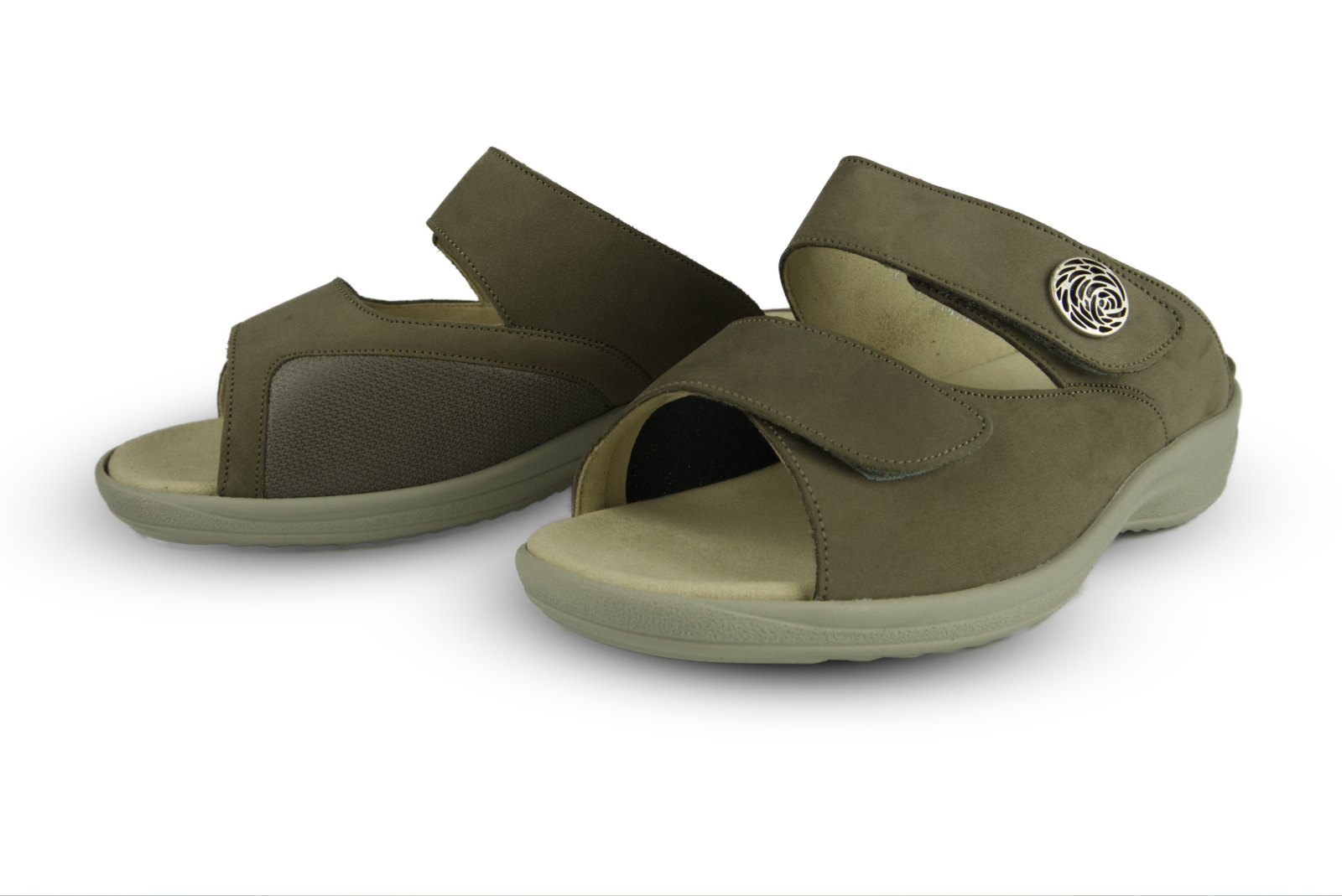 HERMINE Nubuk+StretchTetra in steen, Bekleidung, Schuhwerk, Sandale, Schuh