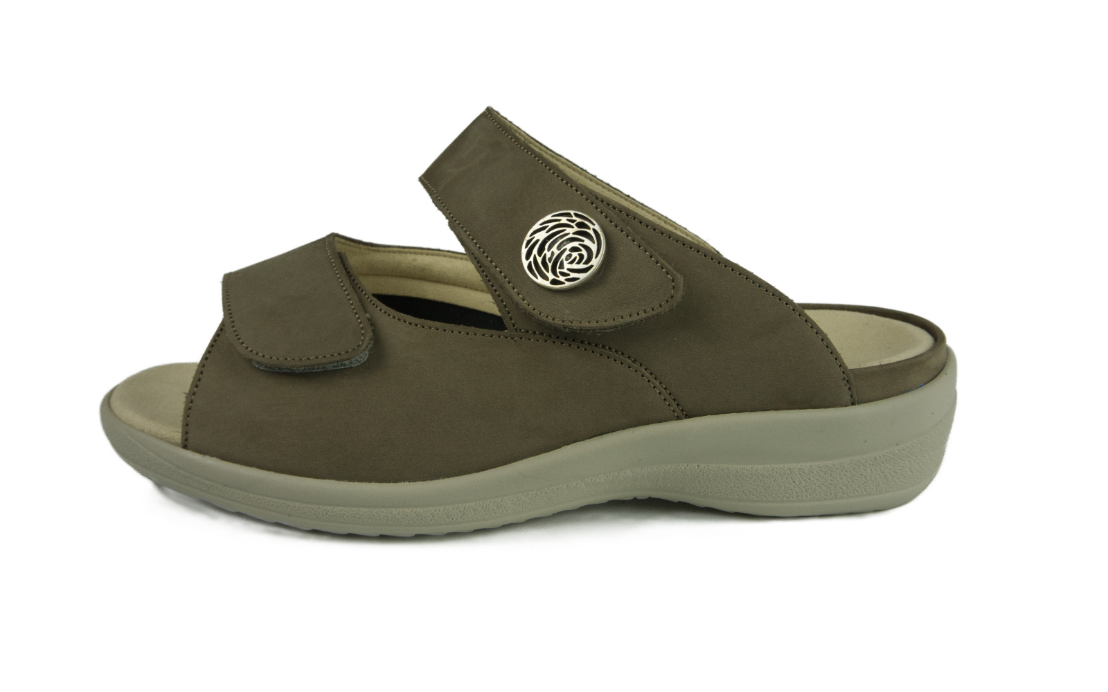 HERMINE Nubuk+StretchTetra in steen, Bekleidung, Schuhwerk, Sandale, Schuh