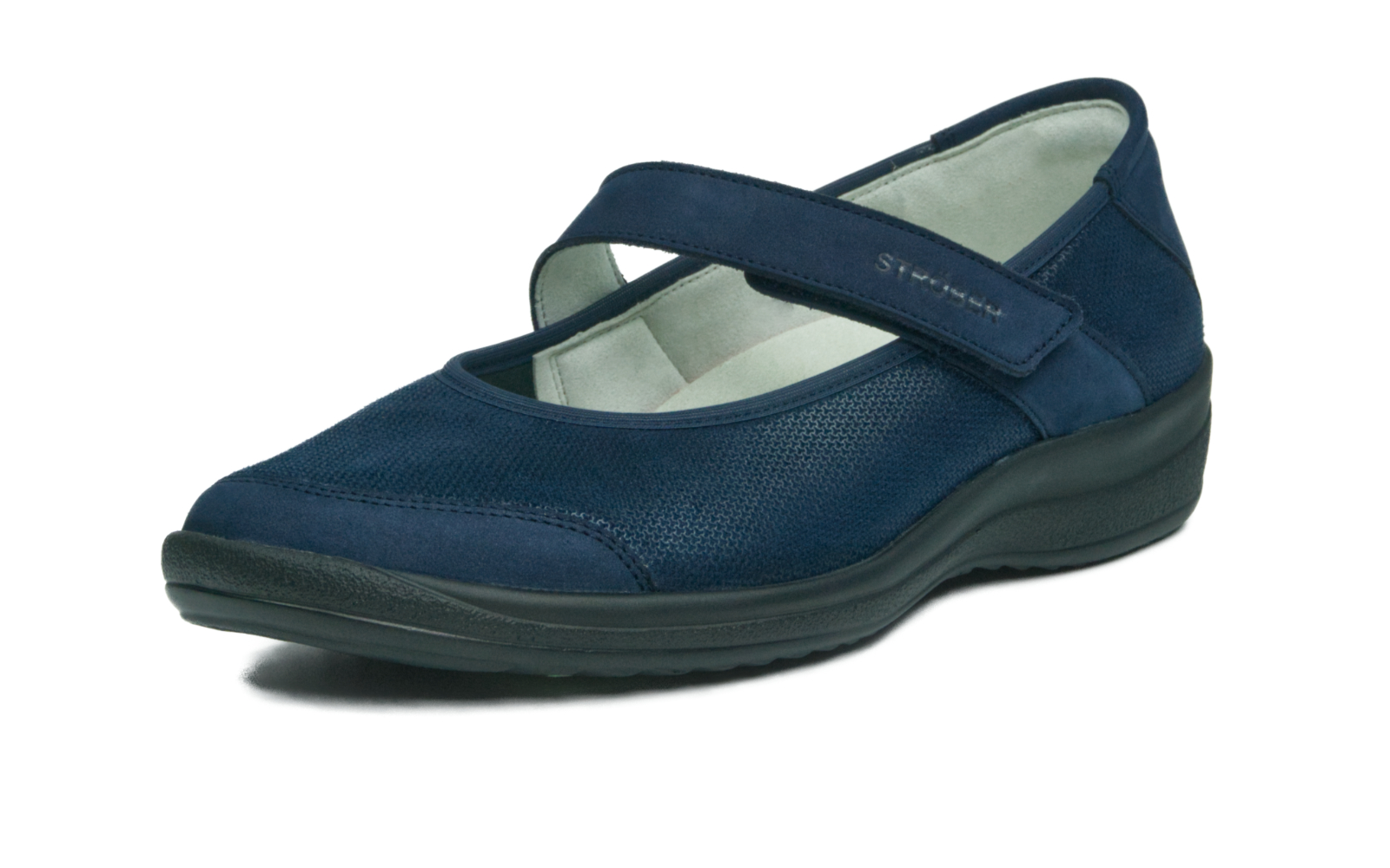 75018H_910+3_60_1.jpg MEL Stretch + Nubuk in blau, Damen-Schnürschuh, Slipper, Breitkappe, Wedge-Sohle, Nylon-Mesh, Slipper, Damen, Blau, Schnürlos, Gussschuh, Damen-Schnürschuh, Slipper, Schuh mit Klettverschluss, Mesh-Obermaterial, Navy-Blau