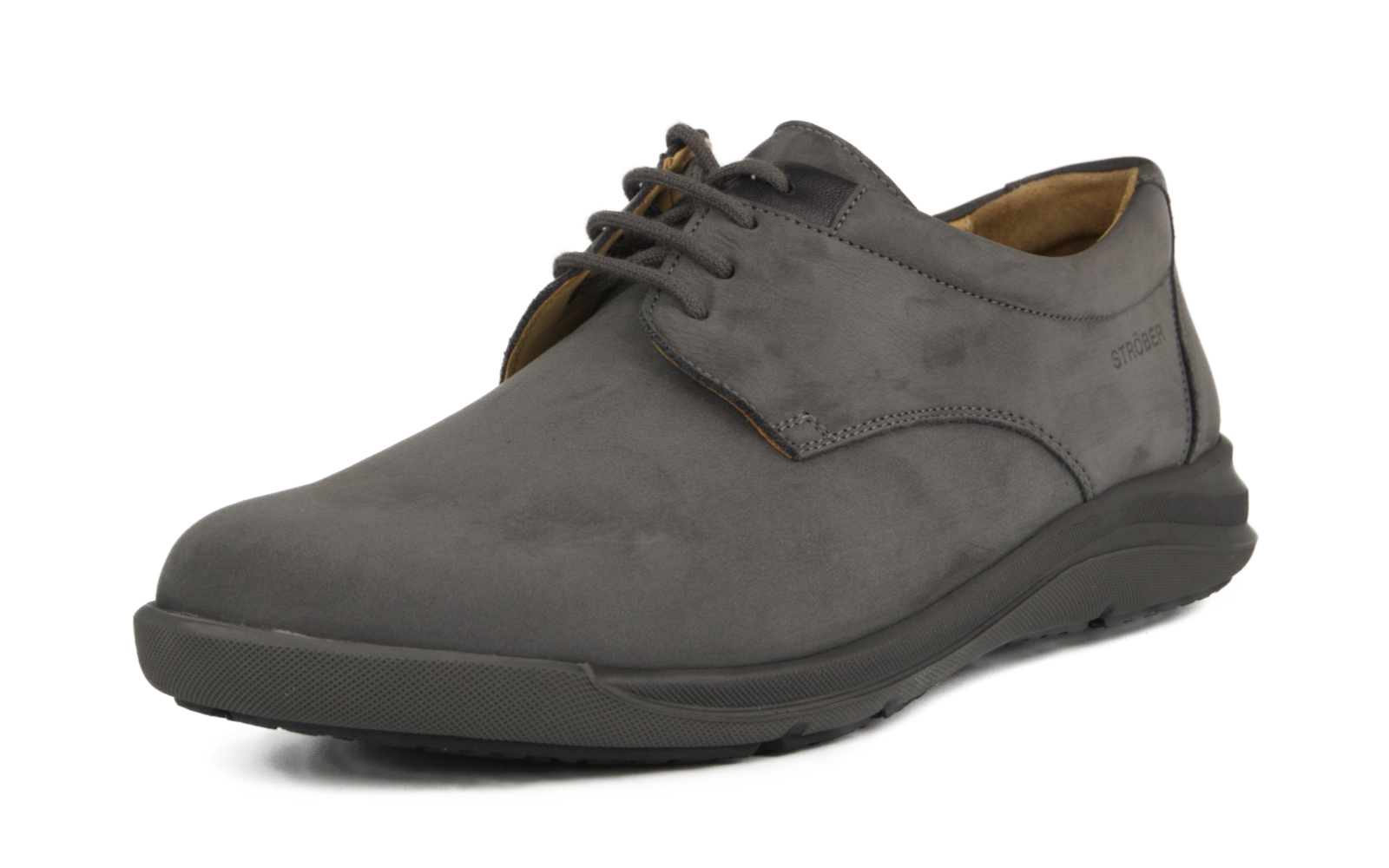 PHIL Nubuk in granit und schwarz, seitlich abgebildet, mit einer robusten Sohle und stilvollem Design, ideal für den Alltag.